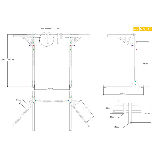 Stojak na trzy monitory RECART MTS-01